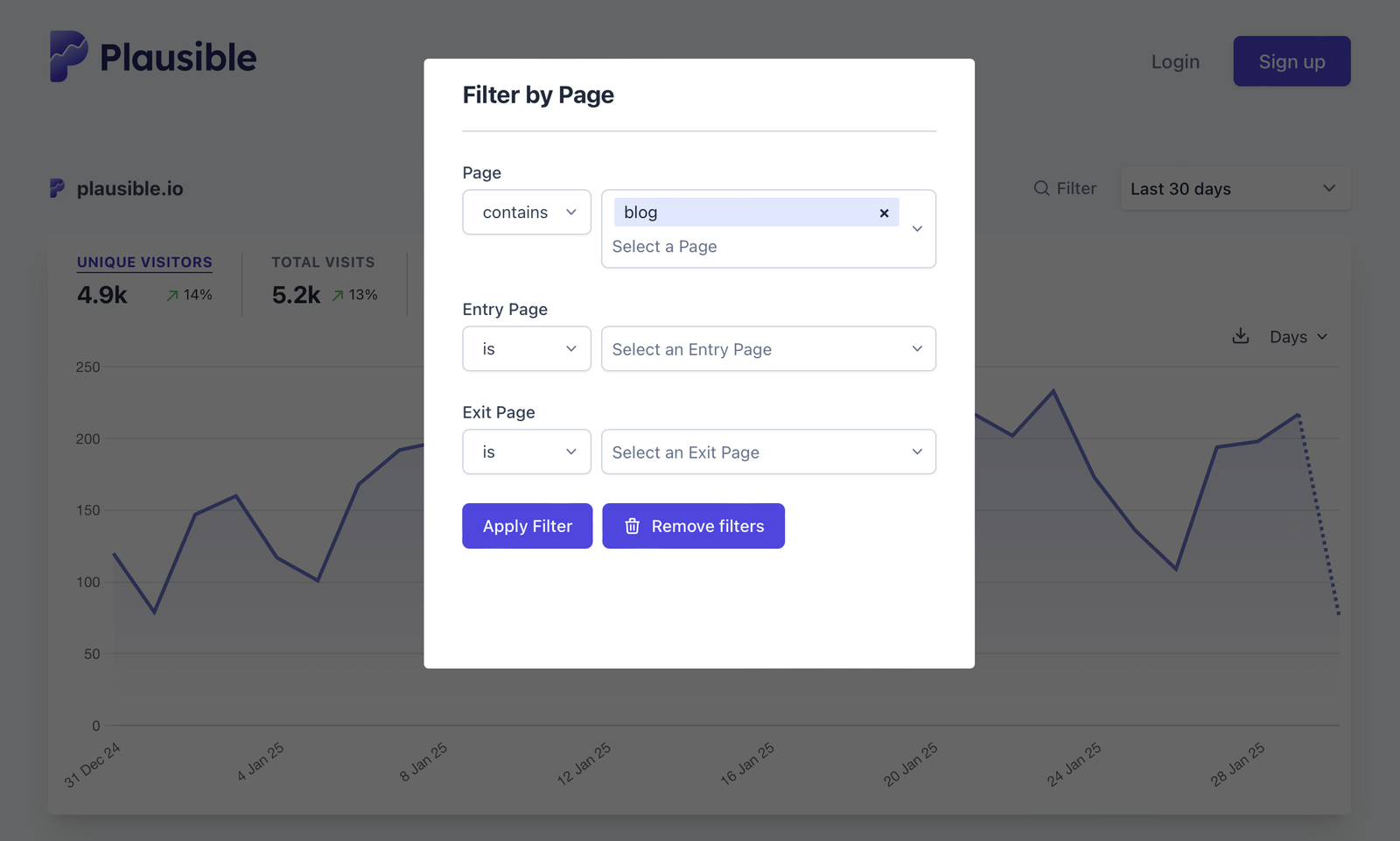 Filtering by page URL in Plausible Analytics Filtering by page URL in Plausible Analytics