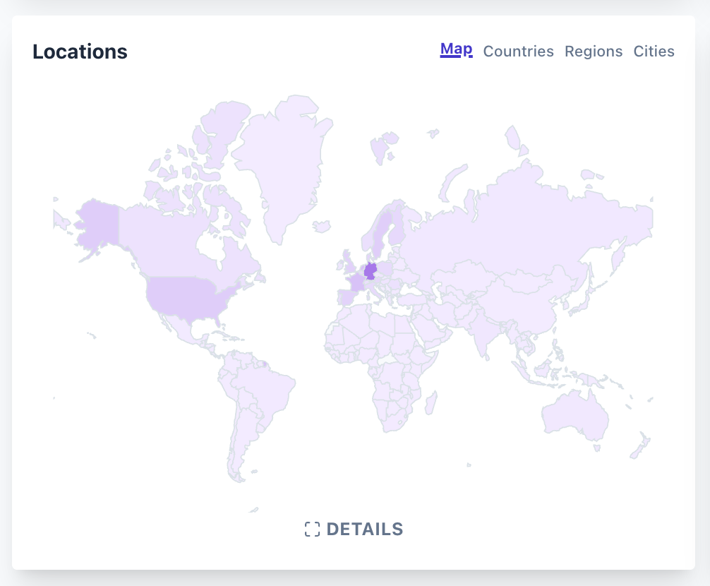 World map view showing global visitors to the European Alternatives site